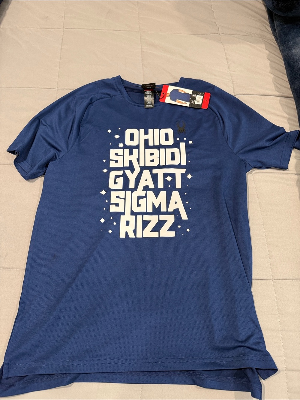Blue Graphic Men’s T‑Shirt with White Text
